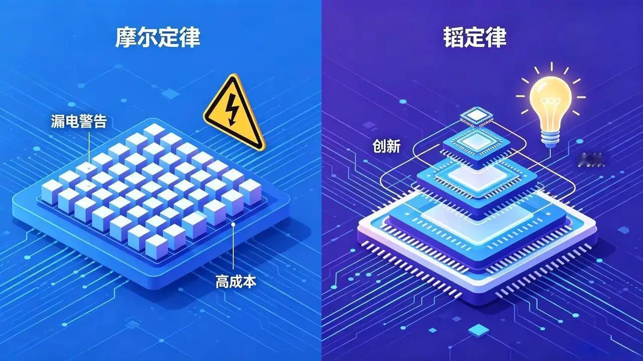 摩尔定律和韬定律，说白了就是一个在“死磕尺寸”，一个在“压缩时间”。摩尔的路