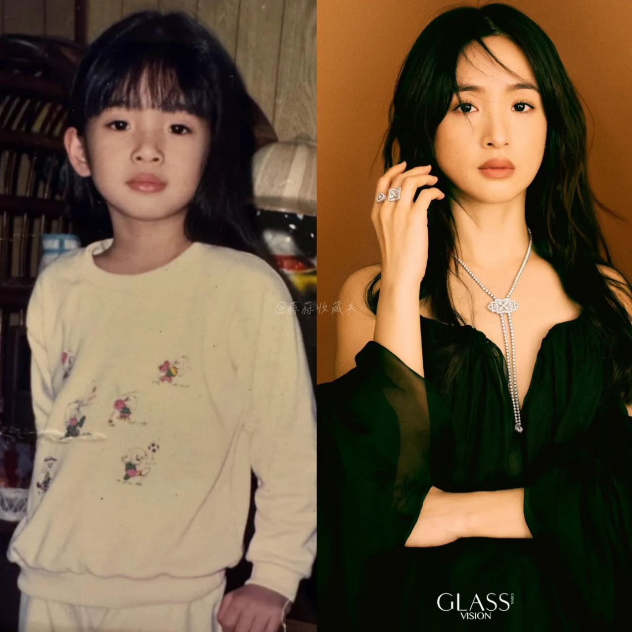 林依晨生日分享小时候的照片👧🏻完全等比例长大