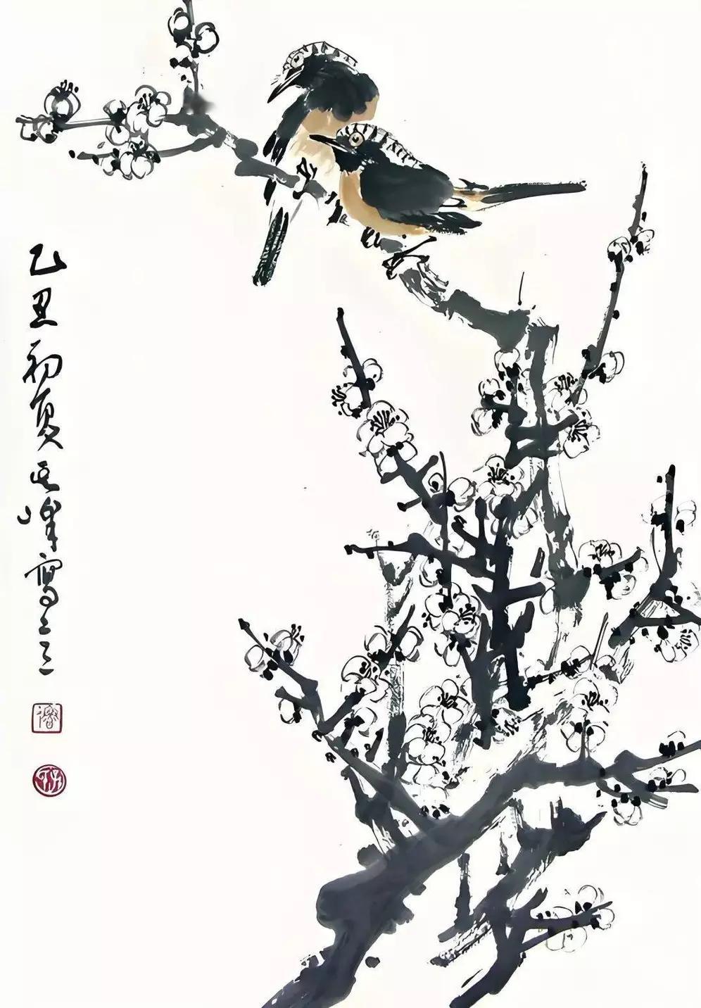 孙其峰梅花作品。孙其峰（原名奇峰，1920—2023年），山东招远人，是当代著名