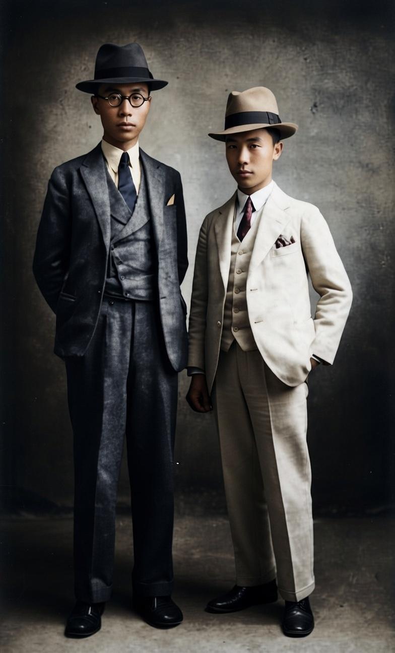 这张照片中的两人，是末代皇帝爱新觉罗·溥仪（左）和他的弟弟*新觉罗·溥杰（右）。