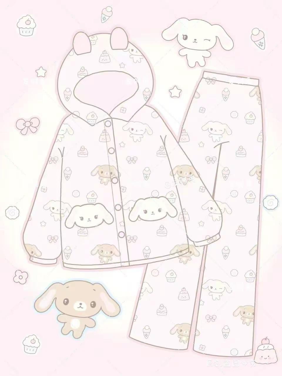 🐰甜点兔连帽来喽~甜点兔连帽睡衣粉色系加绒加厚睡衣