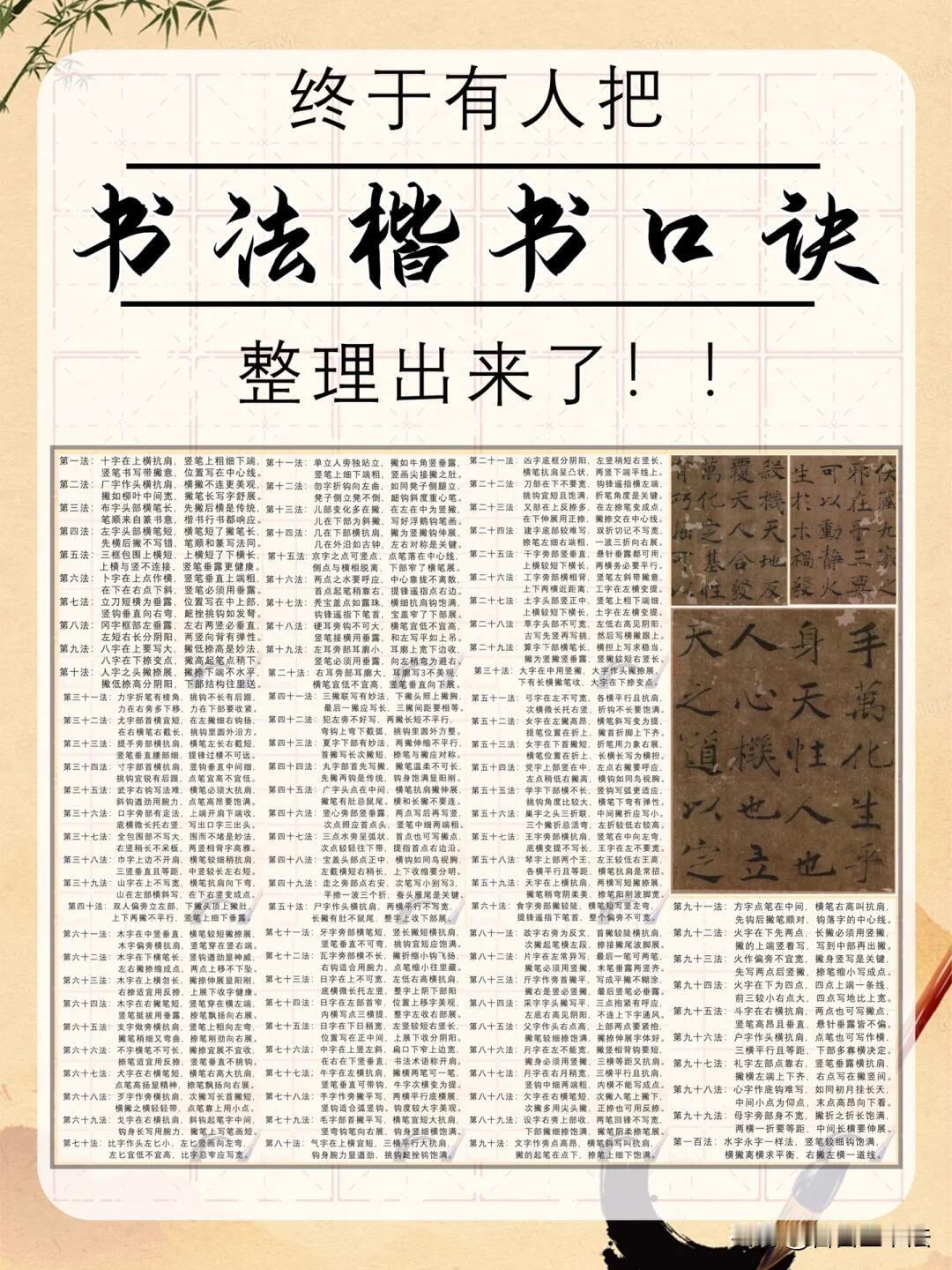 练字找不到章法？这份楷书百法口诀一定要收好。一百条楷书结构诀窍，把各类偏旁部首、