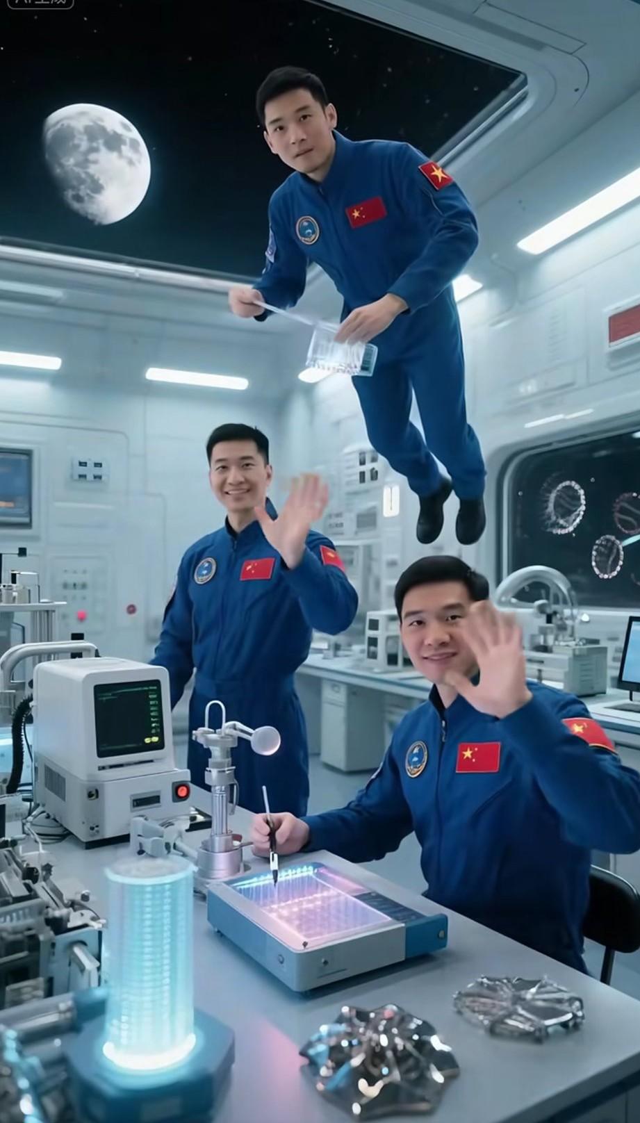 探索未来科技，中国航天员在太空实验室工作！向优秀航天员致敬！认识你们非常高兴，