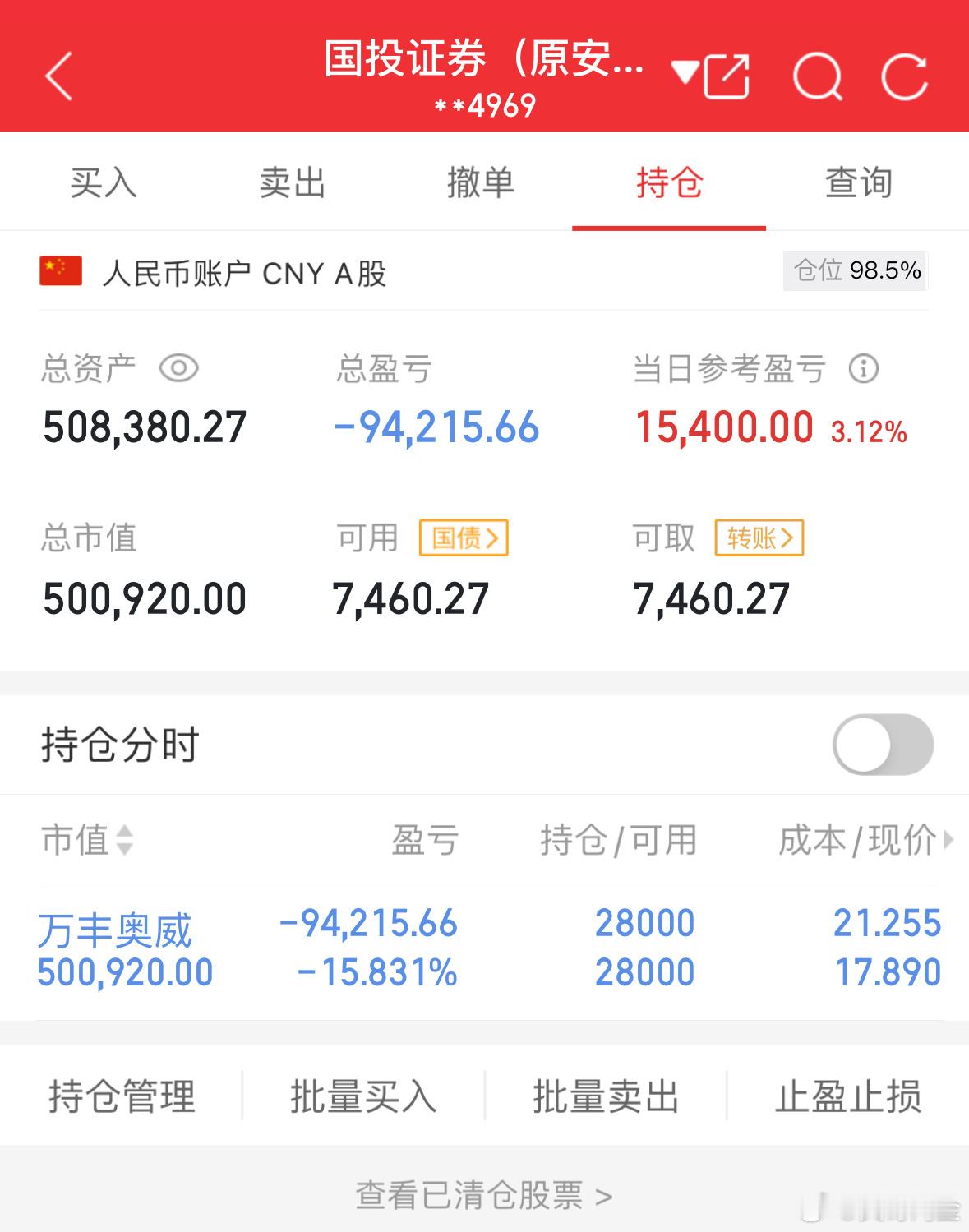 50万实盘挑战一年做到500万（第45天）总资产：508380当日参考盈亏：+1