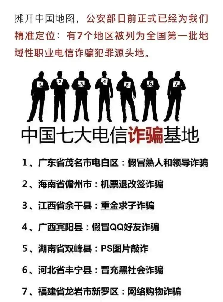 值得所有人收藏起来，公安部点名的七个“诈骗源头地”！公安部公布过第一批地域性职业