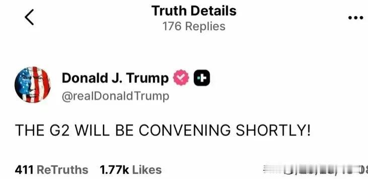10月29日，特朗普在社交网站发帖，就一句话“G2正在召开”。印度网友神速跟帖，