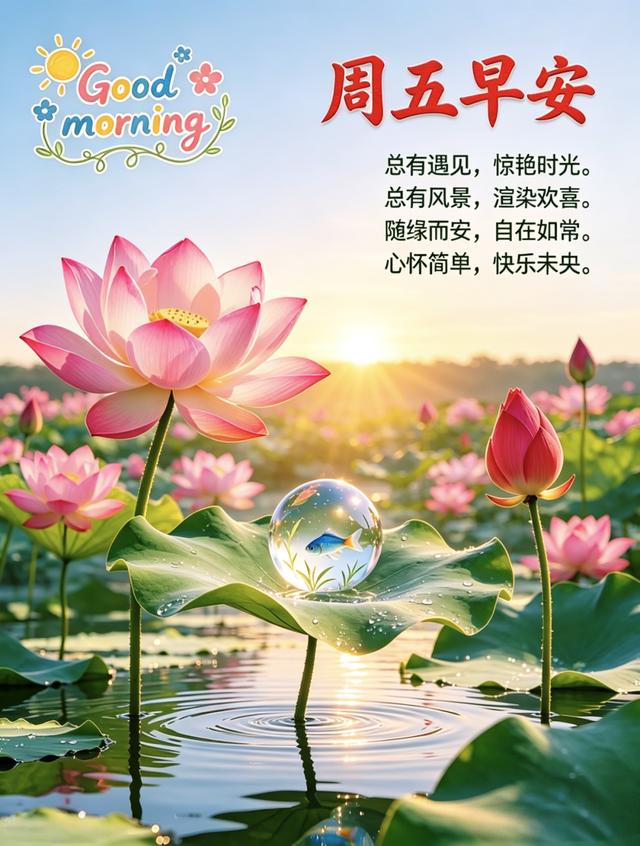 周五的晨光漫过窗台，新的一天如约而至。看淡得失，放下执念，用心感受细碎美好。世间