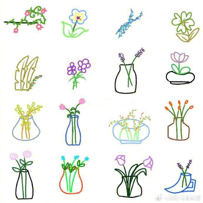 非常全的植物简笔画，清新可爱。[比心]​​​