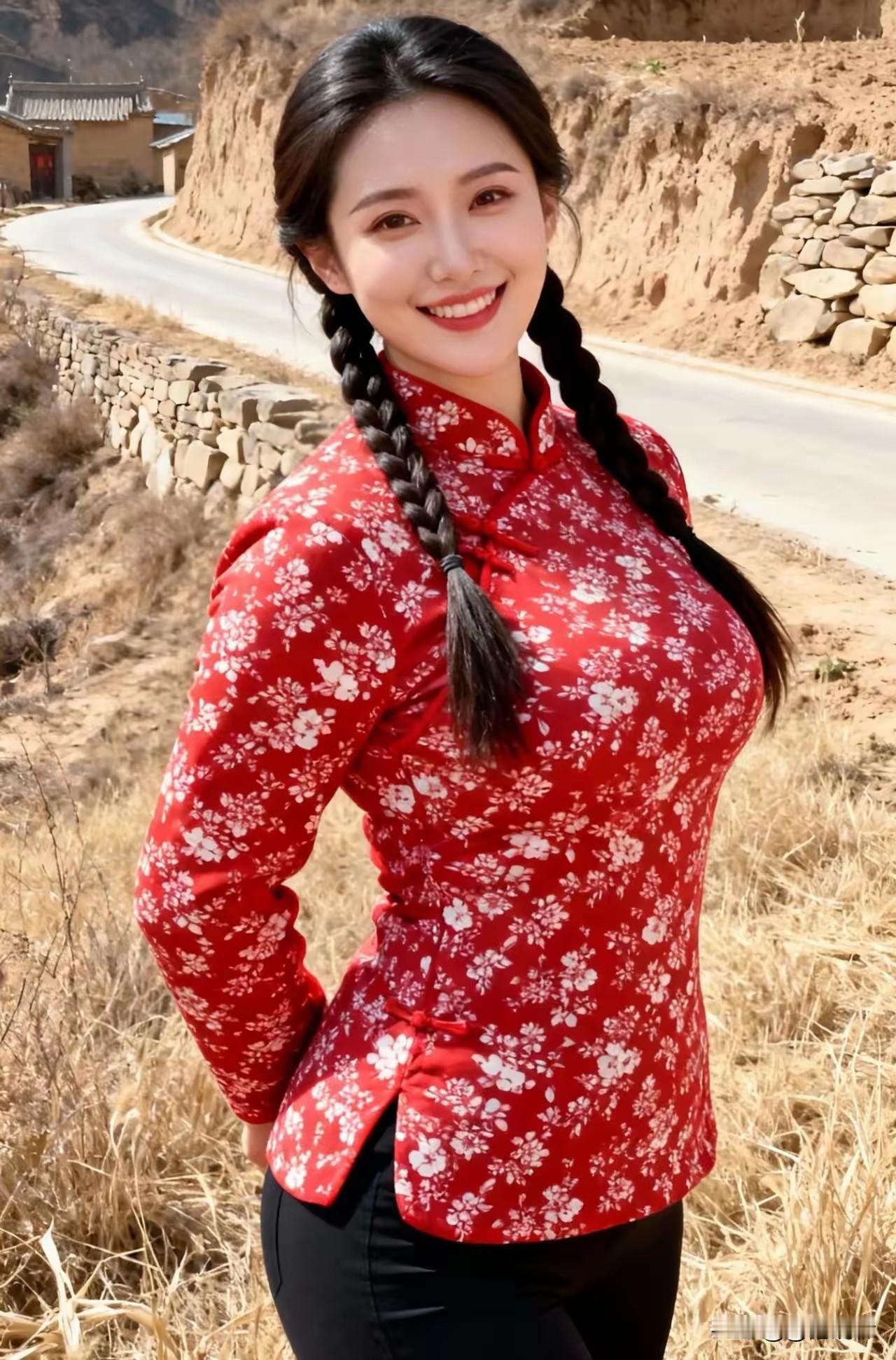 山里姑娘辫子长，随风轻舞带荷香。明眸恰似溪中月，秋水若星羞涩藏。