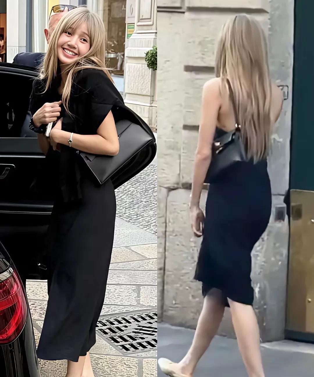 Lisa原来真的漂亮了，女孩子还是穿的大方得体好看，穿着黑连衣裙的Lisa看起来