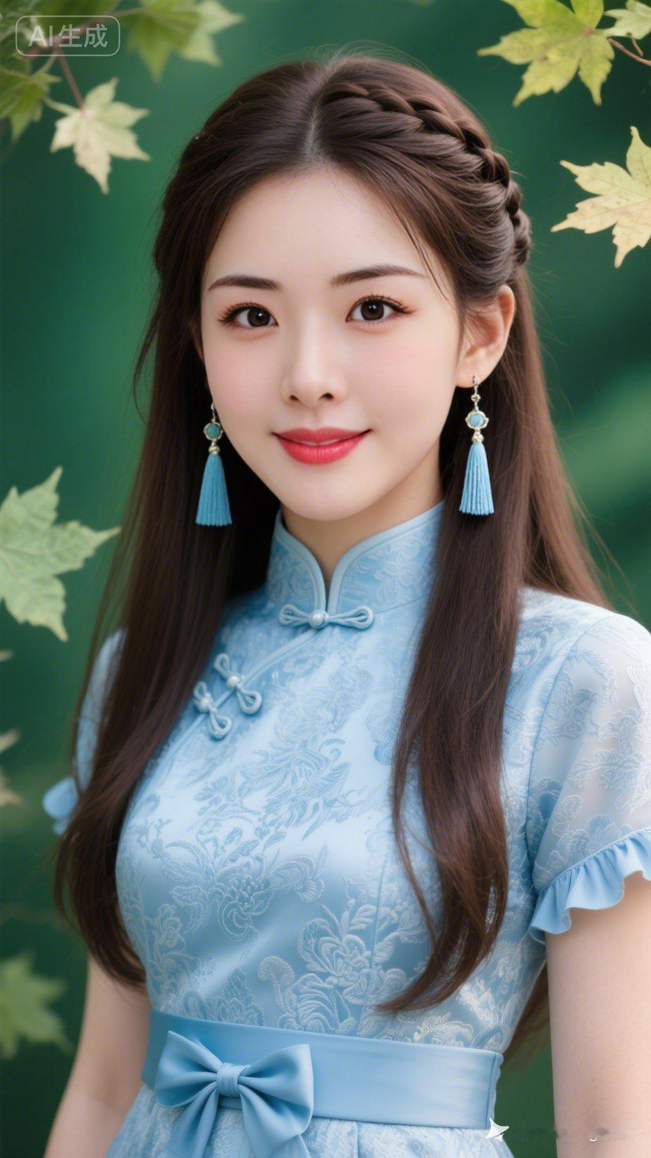 清新脱俗的汉服少女，搭配精致发饰，尽显古典韵味。