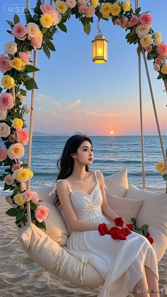 海边浪漫时光，花海中的梦幻邂逅