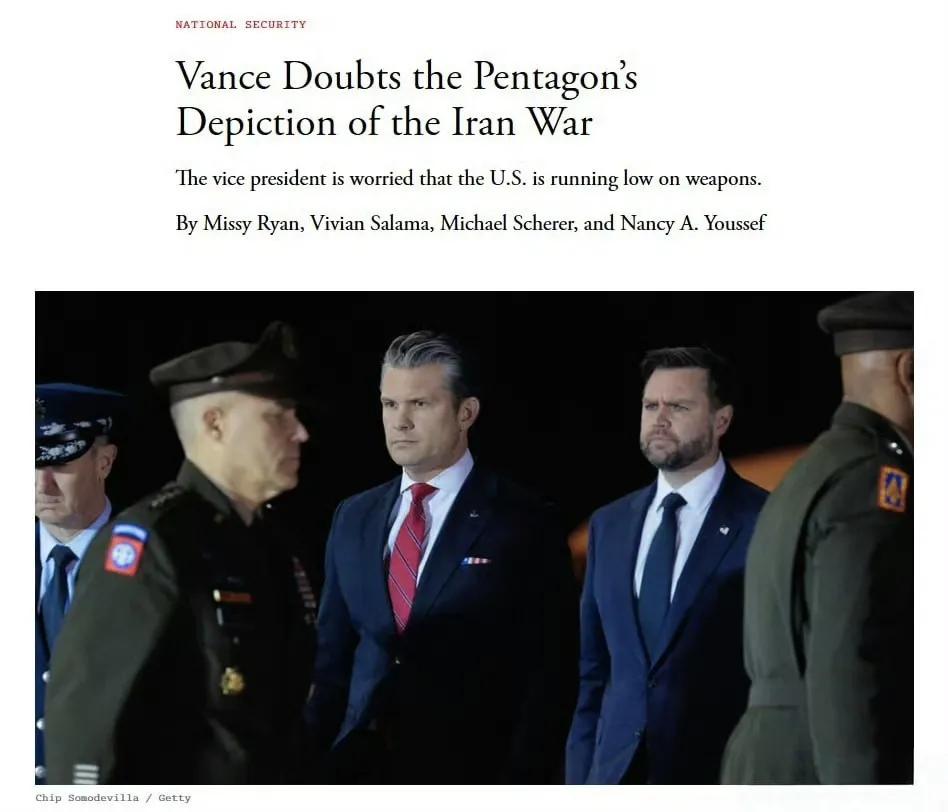 美国《大西洋月刊》报道称，美国副总统万斯在闭门会议上多次质疑战争部对美以与伊朗战