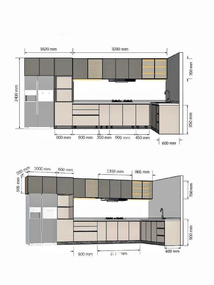 橱柜餐边柜布局方案参考～
