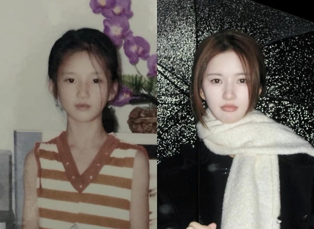 娱乐圈还真是不缺美女，之前觉得这姐整感重，美得像假人，没想她小时候居然就长这样，