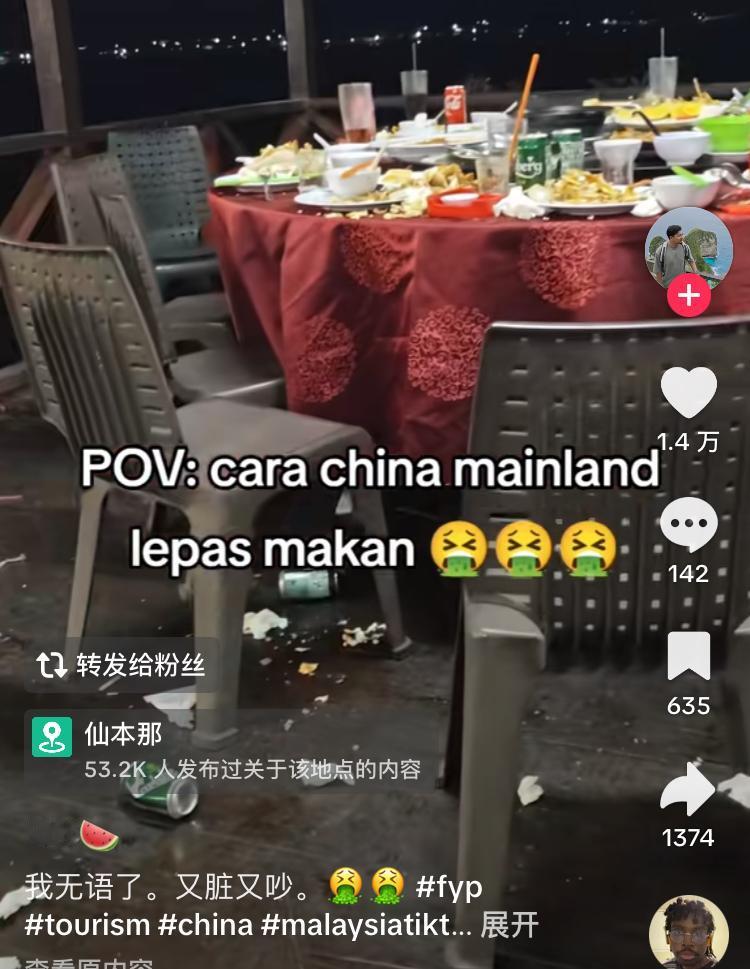 外网吐槽中国游客在仙本那餐厅吃饭搞得乱七八糟，地上都是垃圾，桌子上乱糟糟的而且还