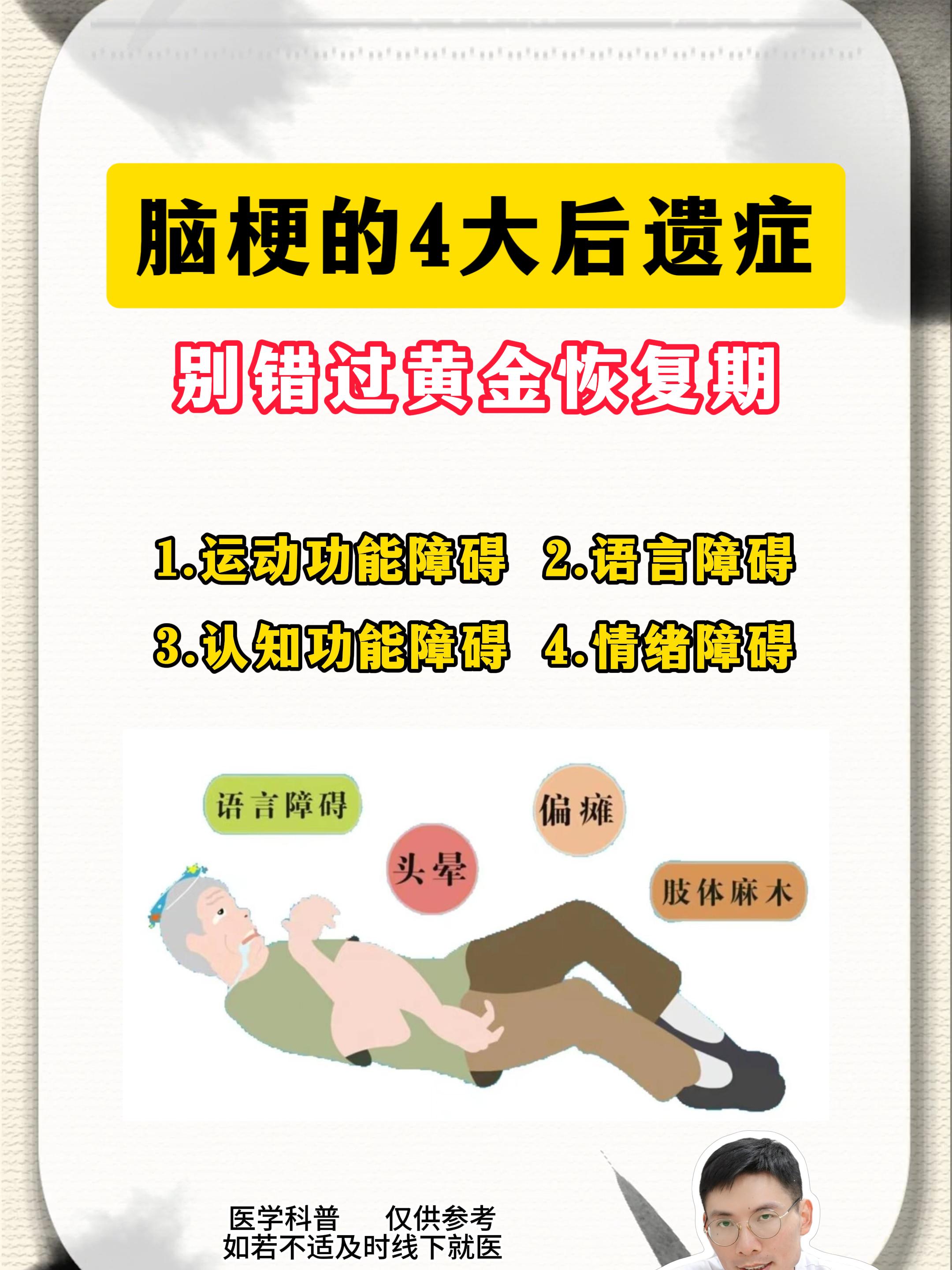 脑梗的四大后遗症。