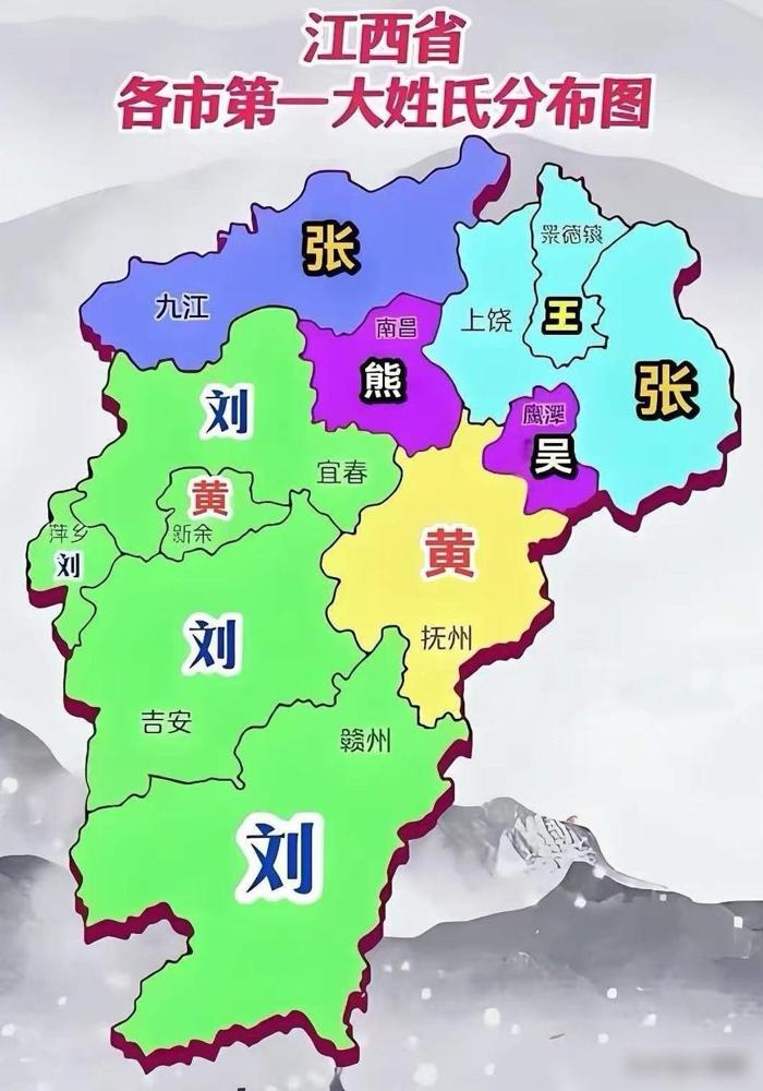 熊姓这么孤僻的姓氏竟然是南昌第一大姓！江西的姓氏分布有点特殊！以前总觉得“李
