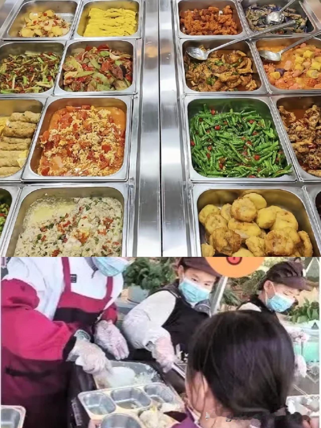 这下出名了全国人民都知道了校园食堂藏大惊喜！切菜打饭的全是学生家长，这波操作