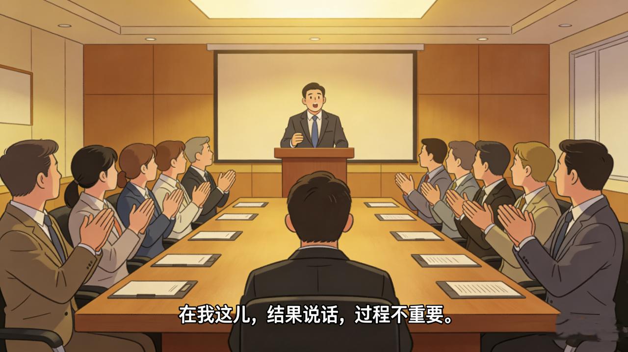 部门新来了个总监，第一天开会就说：“在我这儿，结果说话，过程不重要。”大家鼓掌