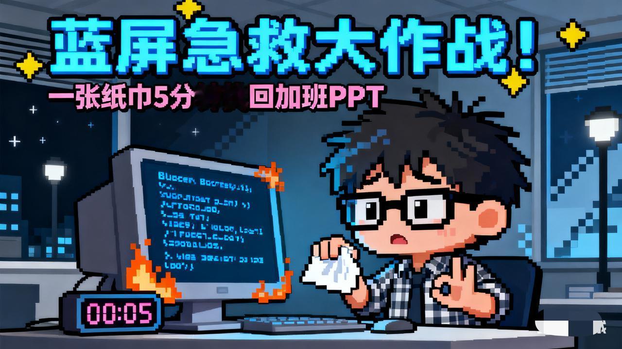 深夜加班做PPT，电脑突然蓝屏？先别急着砸电脑！只需一张纸巾，5分钟就能拯救你的