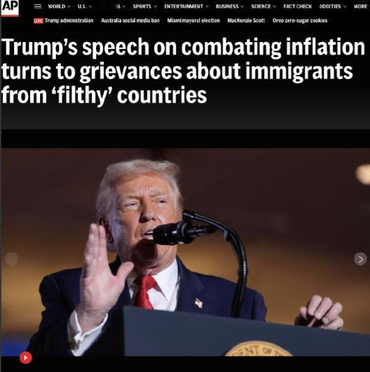 特朗普：为什么只接收“垃圾国家”的人？为什么不能引进挪威、瑞典移民？ 据美联