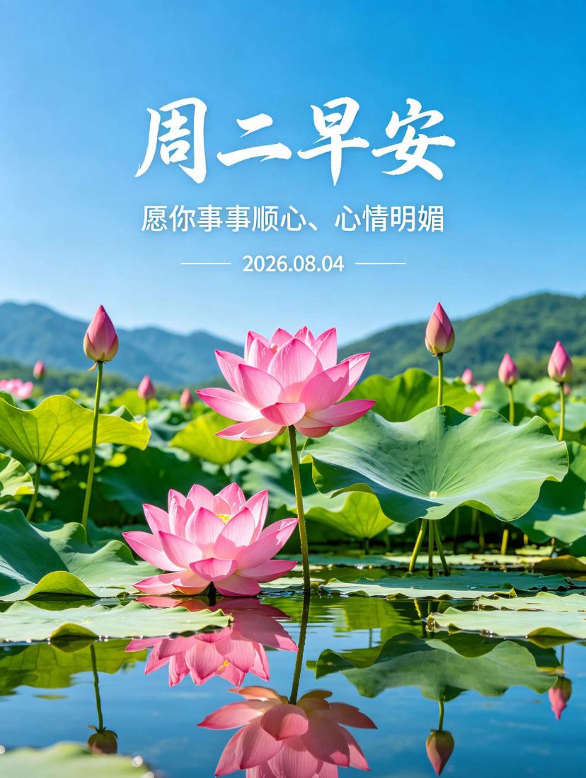 🌺2026./8月4日，周二早安，荷风消暑气，浅秋入日常🌺☘️🌅晨光温