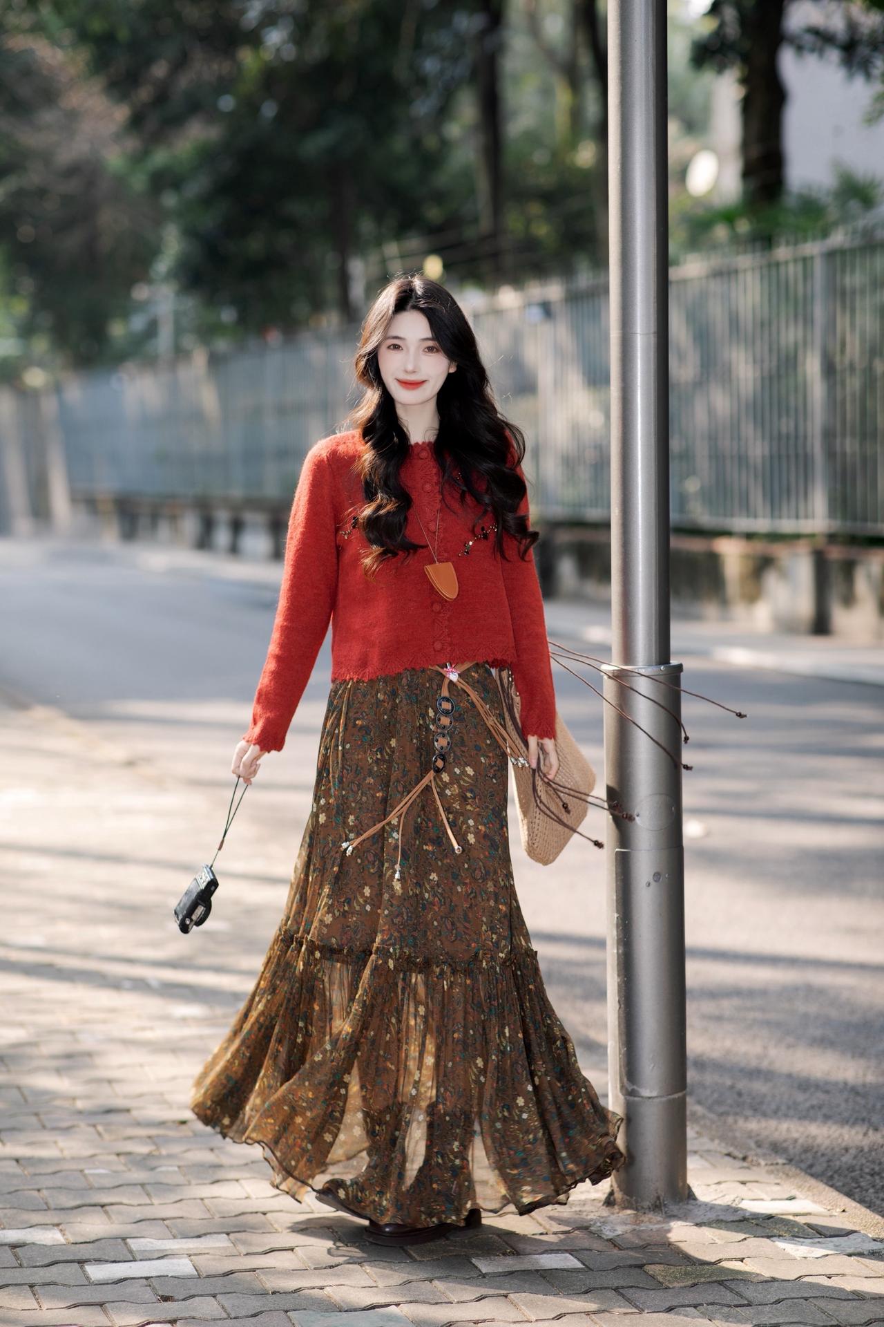 新年穿搭毛衣穿搭裙子穿搭生命力拍照姿势小个子穿搭