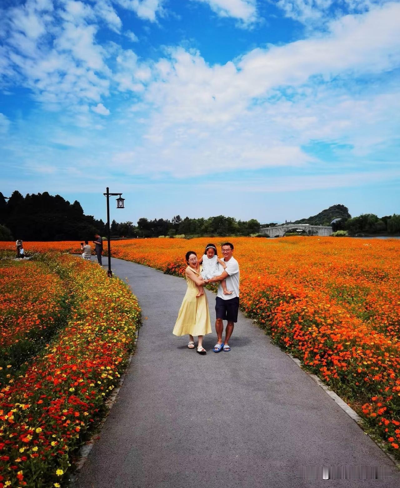 徒步杭州萧山区湘湖国家旅游度假区花海大世界，‌湘湖最建议去的三个景点是跨湖桥遗址