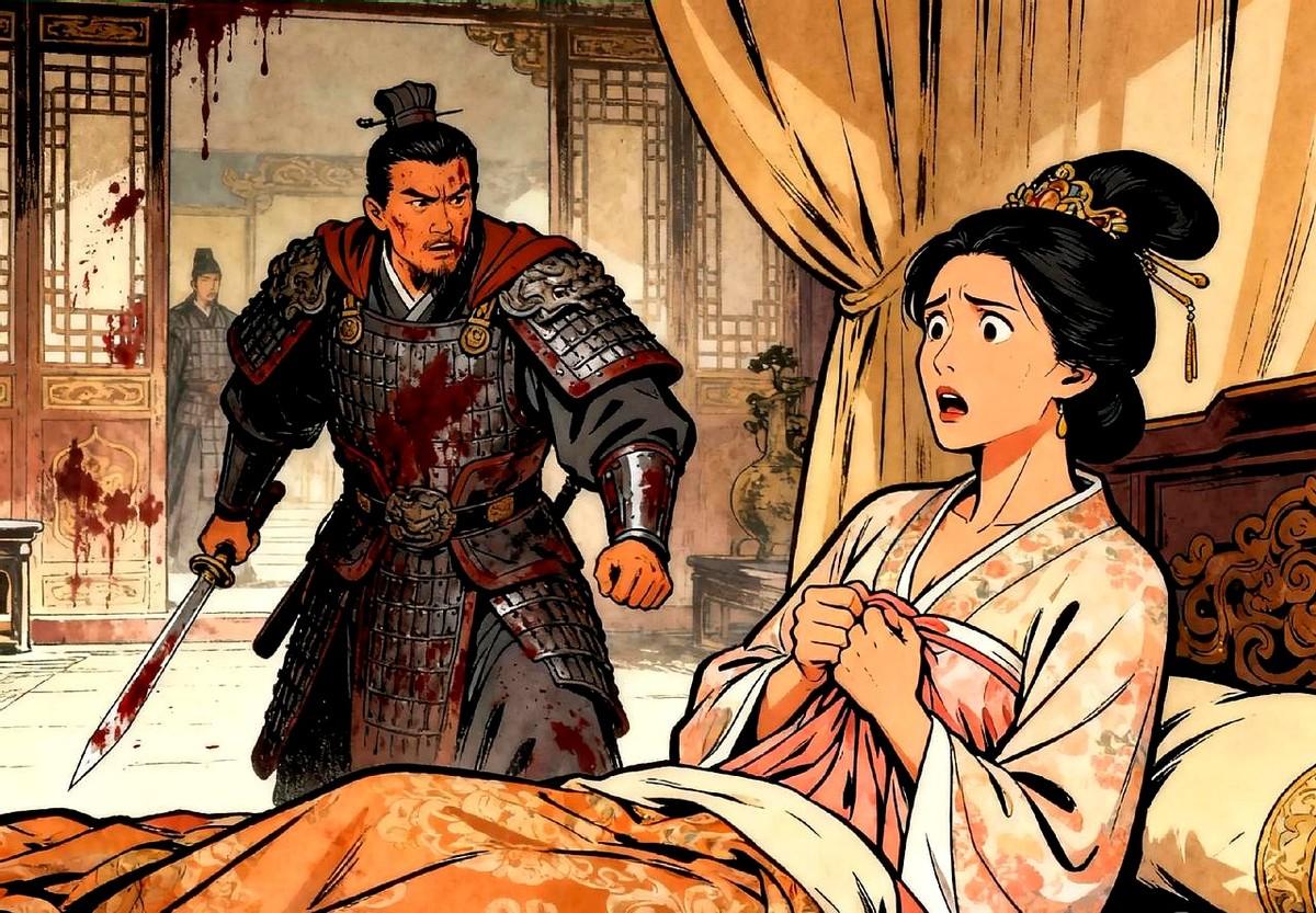公元950年，大将军郭威发动兵变，闯入太后李三娘寝宫。郭威跪倒在地：“臣郭威一