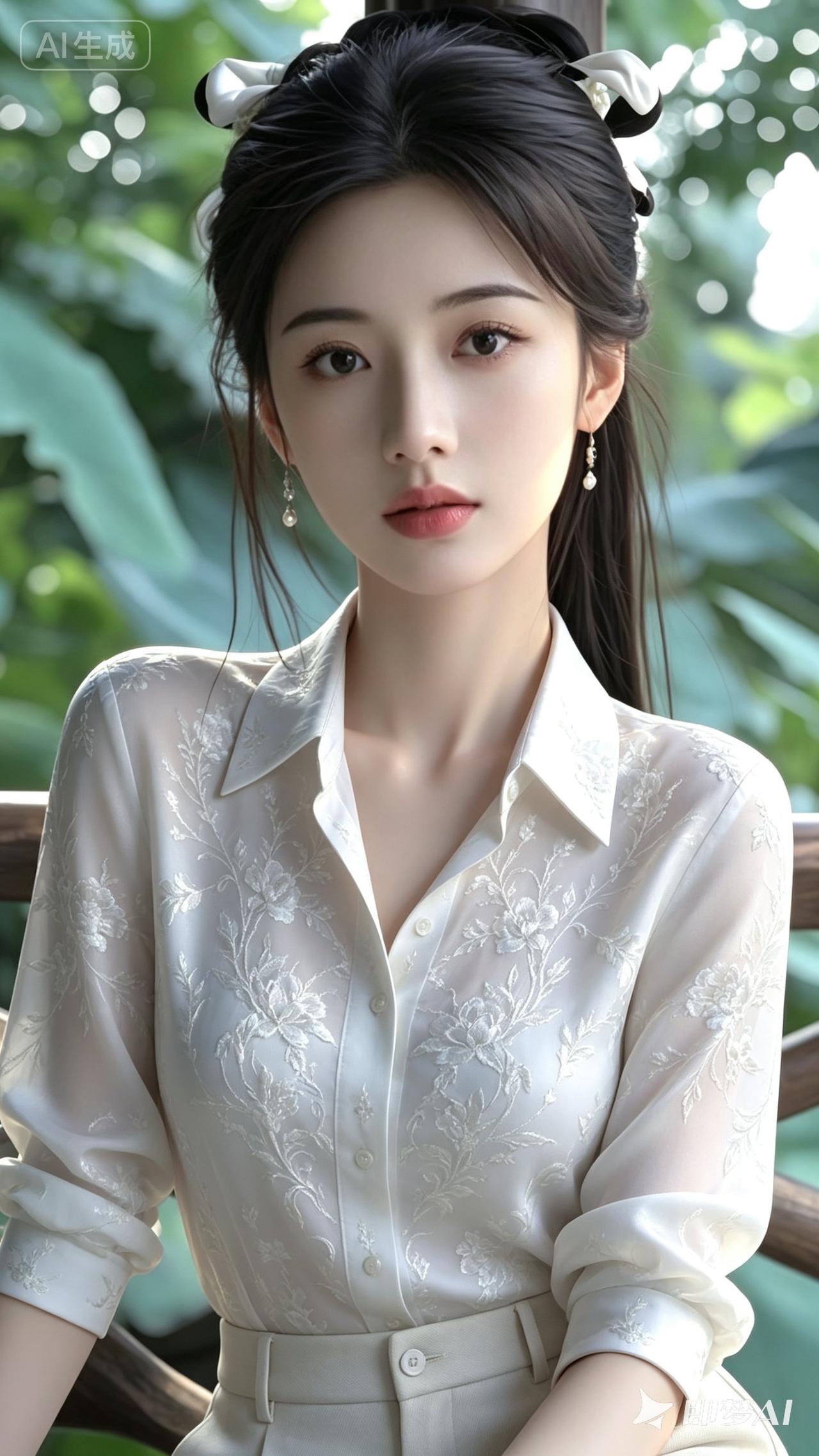 优雅白衬衫，清新自然美