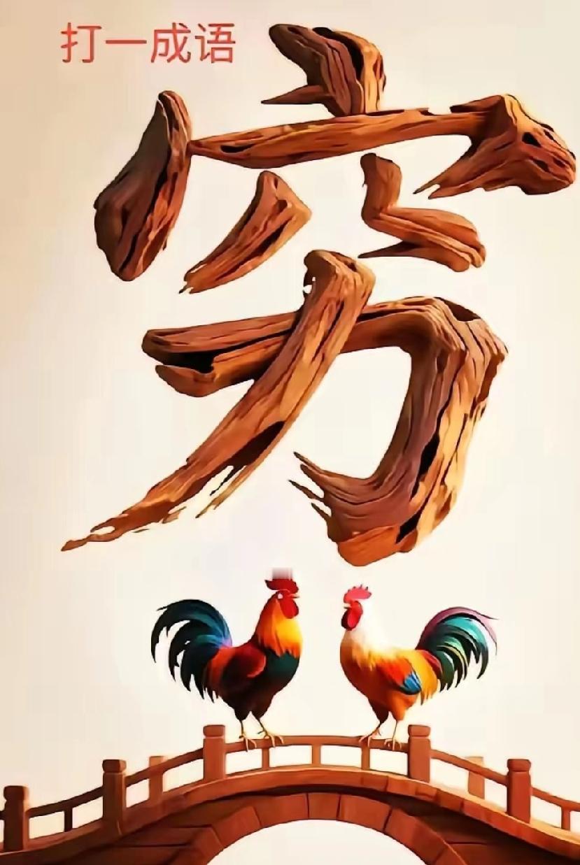 一个“穷”字+两只公鸡，猜一个成语，90%的人第一反应都错了！