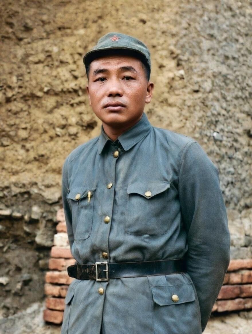 这张照片中的人是彭德怀元帅，这是他在1936年前后、红军长征到达陕北后的珍贵留影