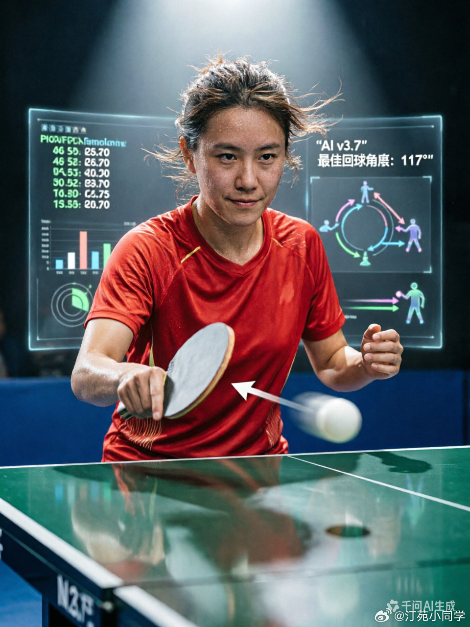 对于AI在体育领域中的运用，中国乒协主席王励勤表示：“我们也在积极地跟相关单位，