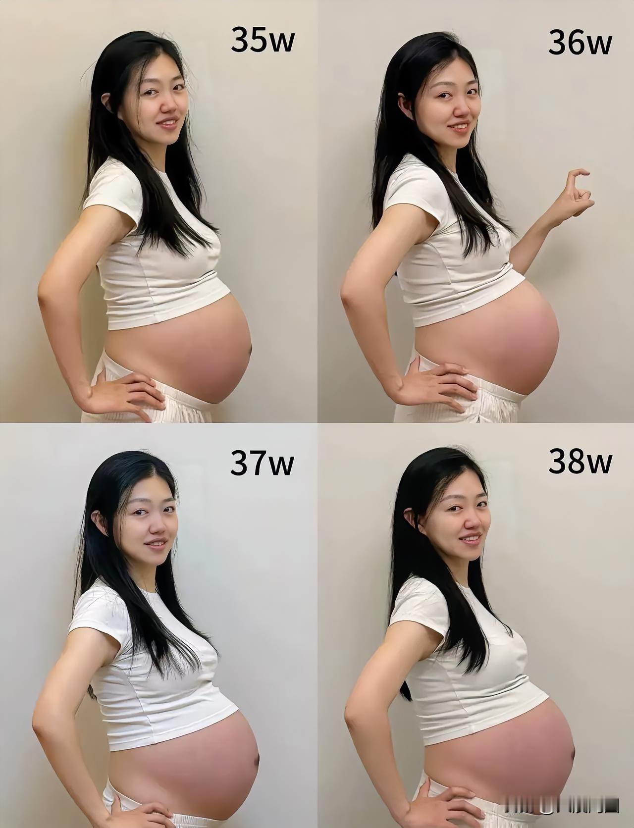 瞧瞧这位美女孕妇四周的变化大不大？快来评论区留言！孕妈肚型梦幻孕期写真孕中期