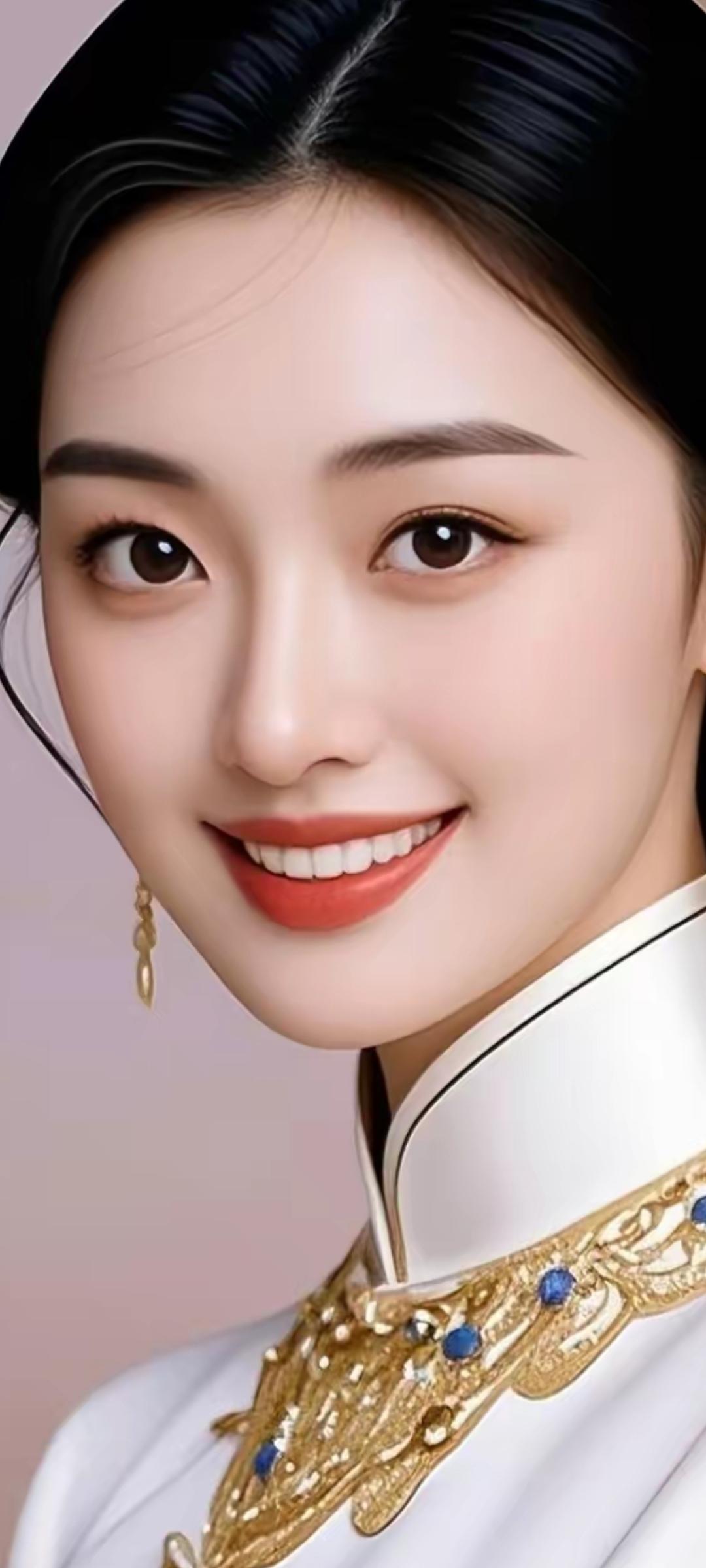 优雅东方美人，笑靥如花，金饰华贵，尽显古典韵味。