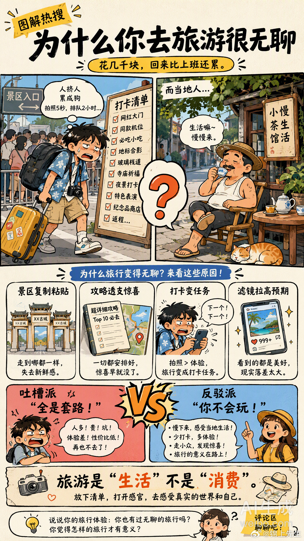 为什么你去旅游很无聊花几千块、请几天假、赶几小时路，结果回来比上班还累——这到底是谁的锅？几个扎心真