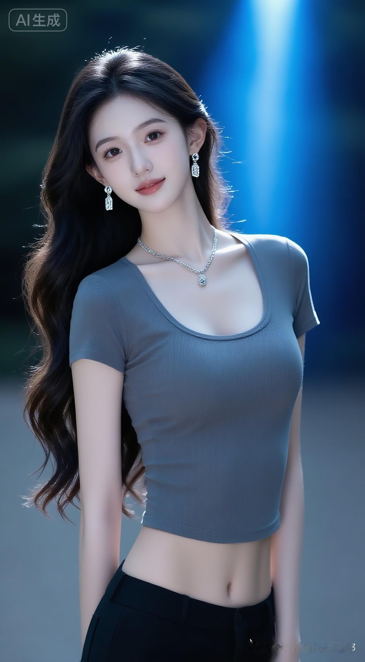 🌟✨蓝光下的优雅女神，气质出众，美不胜收！💖💫