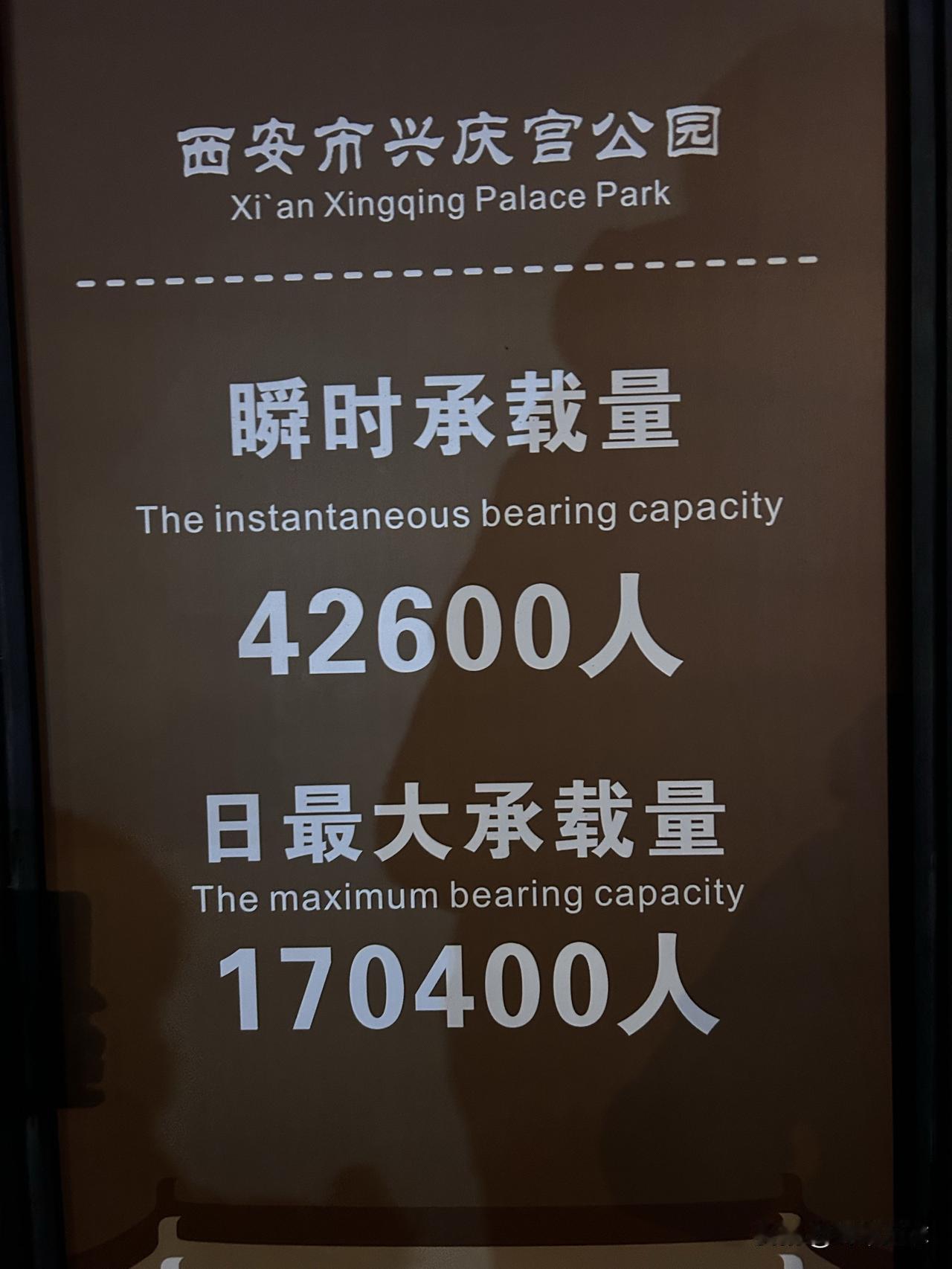 着实被震惊到了！西安市碑林区的兴庆公园承载能力极为强大，其瞬时承载人数可达42