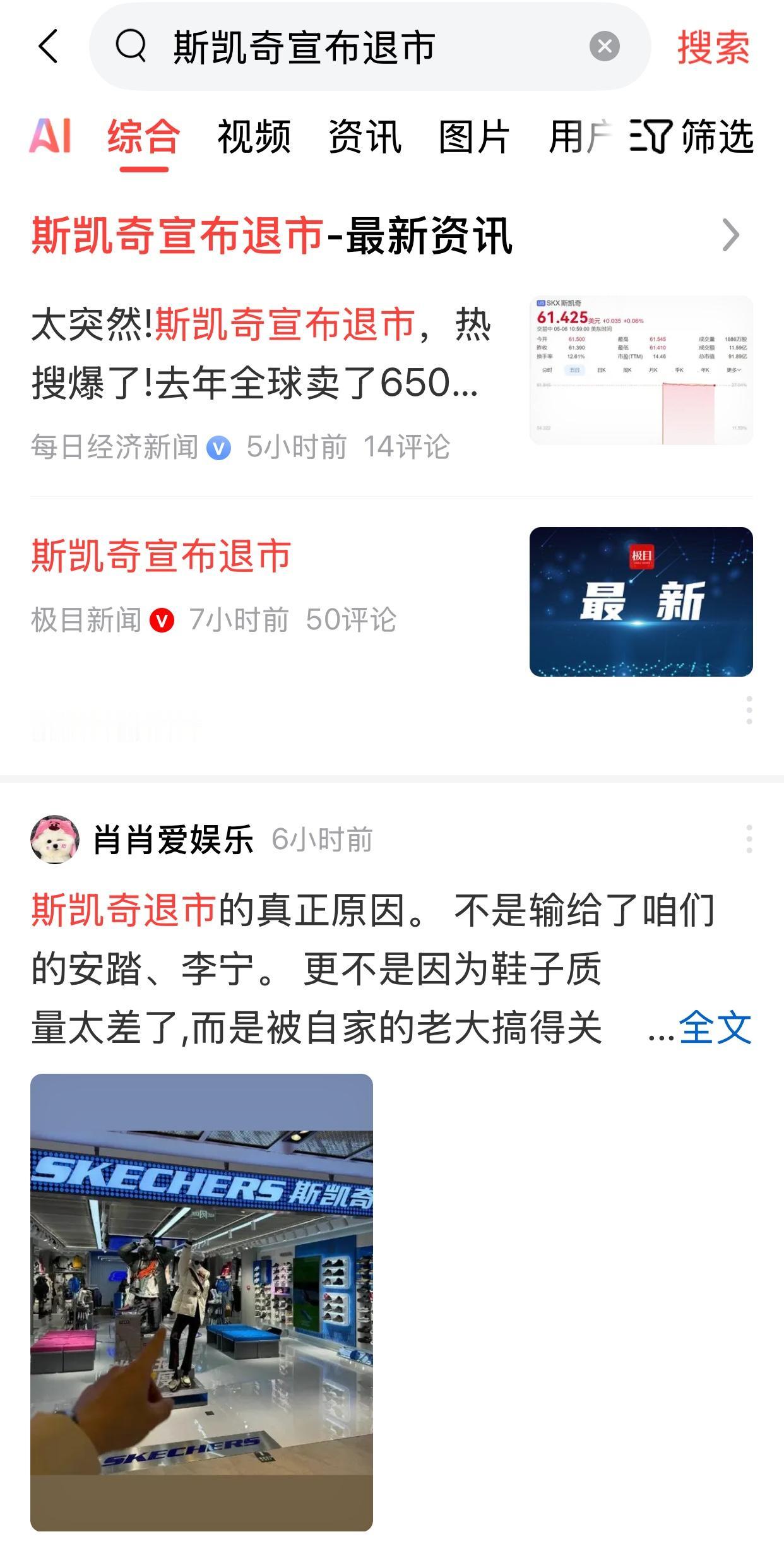 斯凯奇要退市？那不是太可惜了吗？这么多年来，各种各样的运动鞋，我差不多都穿过，唯