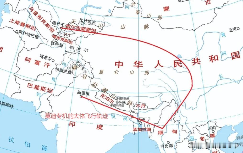 莫迪去吉尔吉斯斯坦开会，居然要绕一个大弯儿，走东南亚和中国印度人现在混的连阿富