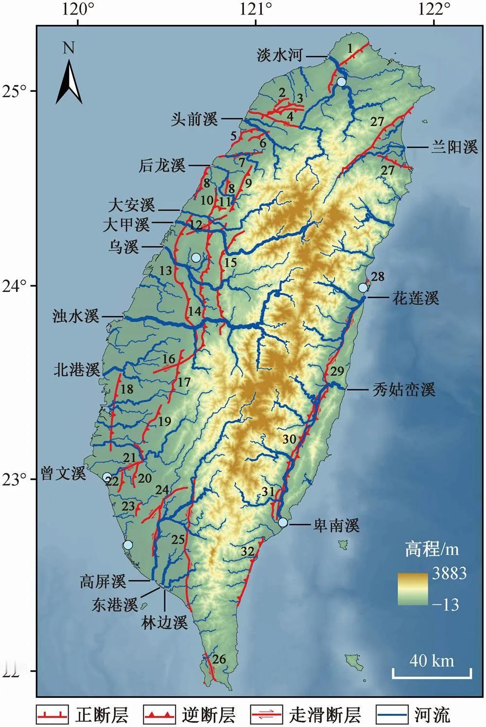 台湾岛这些河流都像赶着投胎似的，出山之后，一根筋直插入海，导致河流密密麻麻，但都
