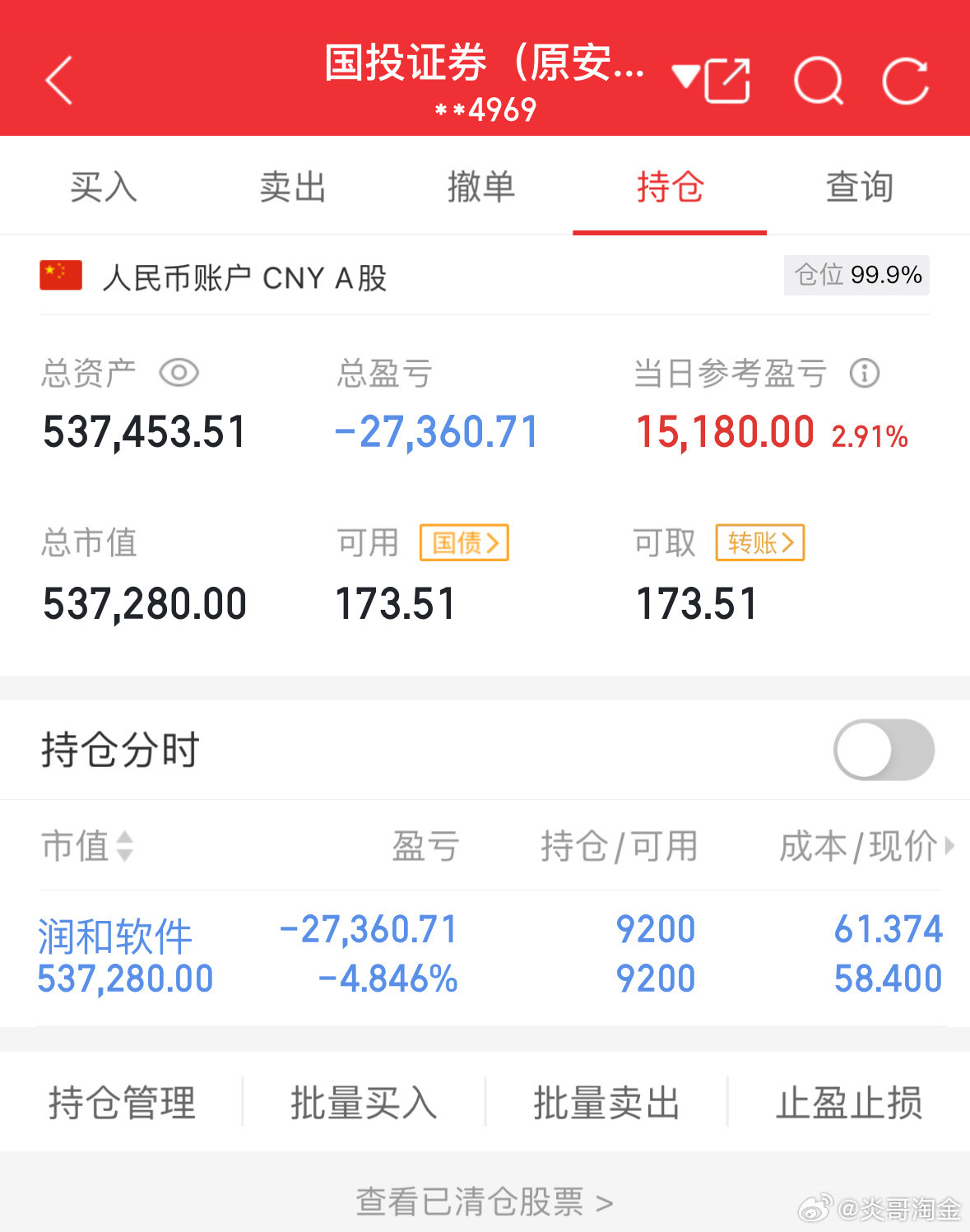 50万实盘挑战一年做到500万（第62天）总资产：537453当日参考盈亏：+1