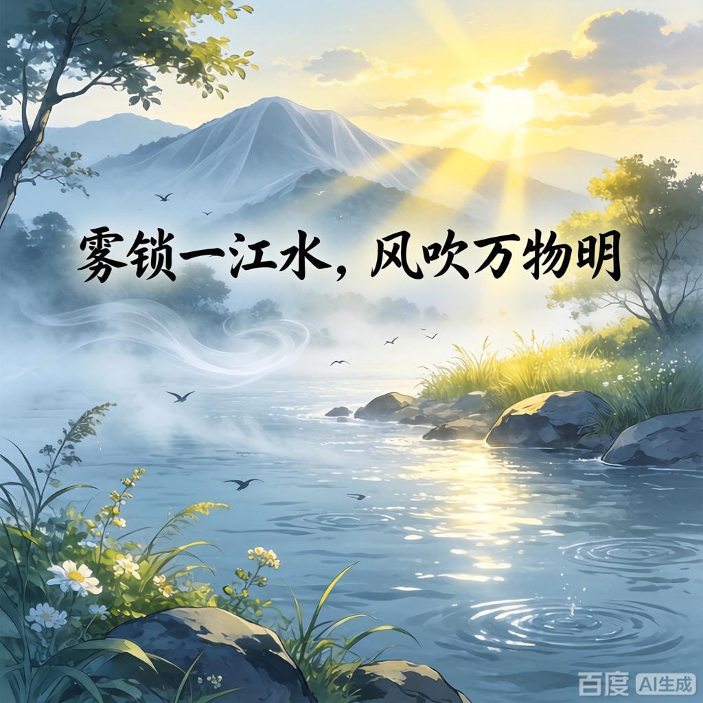 上联：雾锁一江水，下联：风吹万物明。