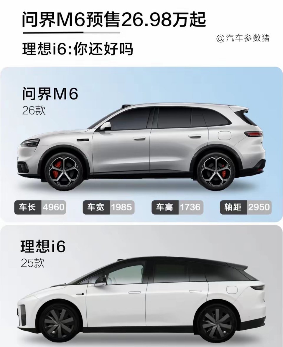问界M6还是理想i6本来已经想好要i6了，结果！今晚去试了M6！让我更纠结了