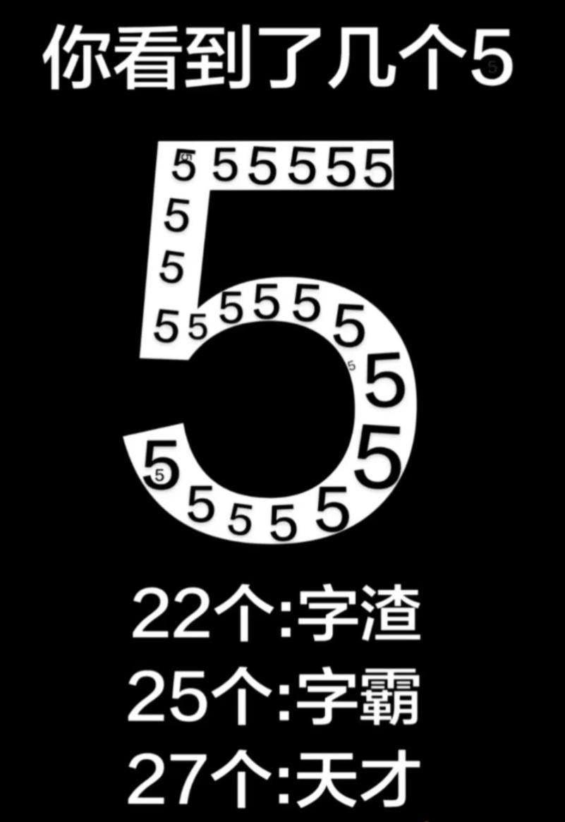 考考你的眼力，请问你在图中看到了几个5？