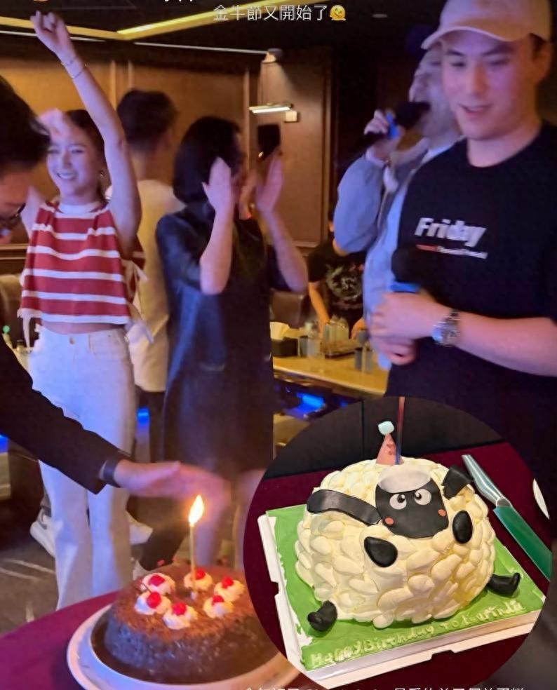 何超琼丧妹后罕露脸，穿黑裙为何超莲何猷启庆生，手舞足蹈好兴奋