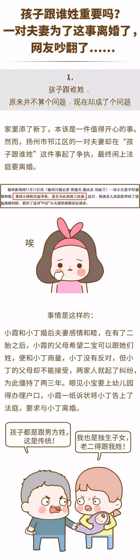 好不容易生个孩子, 跟谁姓真的很重要好吗! 不然是没法上户口的!