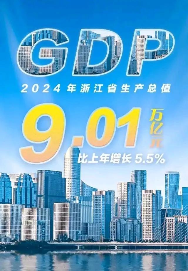 浙江省2024年GDP为90100亿元，五经普调增3067亿元。浙江省202