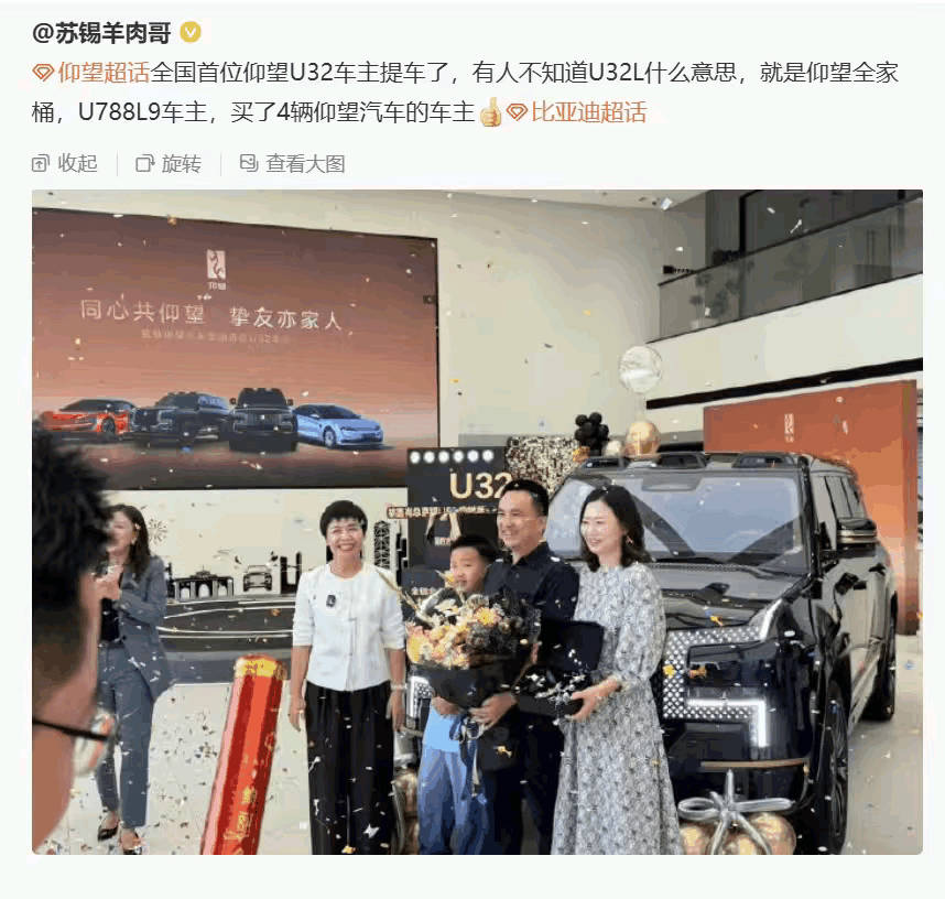 这也太顶了吧，仰望U32全家桶车主，真是出一款买一款啊！​我就想知道，他们是咋赚